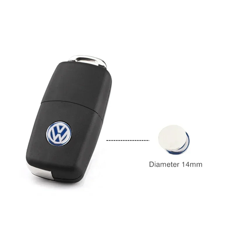 5/10Pcs 14mm Aluminium Metal Car Styling Remote Key Stickers For Volkswagen GTI R-Line R Polo Golf Passat Scirocco Jetta Tiguan - Image 2