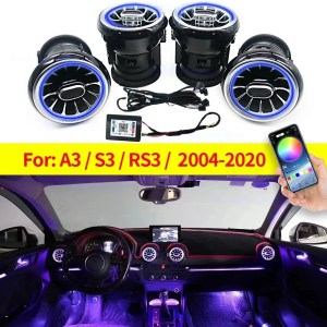 256 Colours LED Air Vents For Audi A3 S3 RS3 8V 8Y 8P 2004-2020 Car Dashboard  Ambient Light Air Conditioner Outlet Nozzle Refit