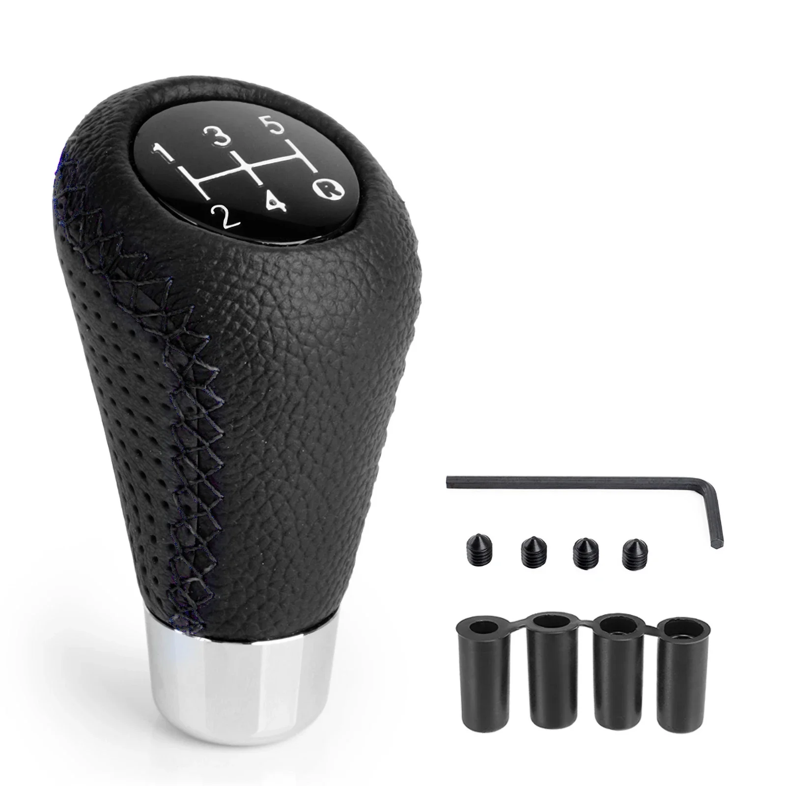 Universal 5 Speed Manual Leather Red Stitch Gear Shift Knob Car Gear Stick Shift Knob Lever Manual Transmission M8 M10 M11 M12 - Image 8