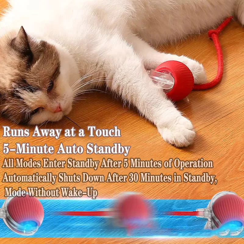 Cat Interactive Electric Toy Automatic Rolling Ball with Faux Tail - Rechargeable Smart Pet Training Toy for Dog & Cat to Imitat - Image 3