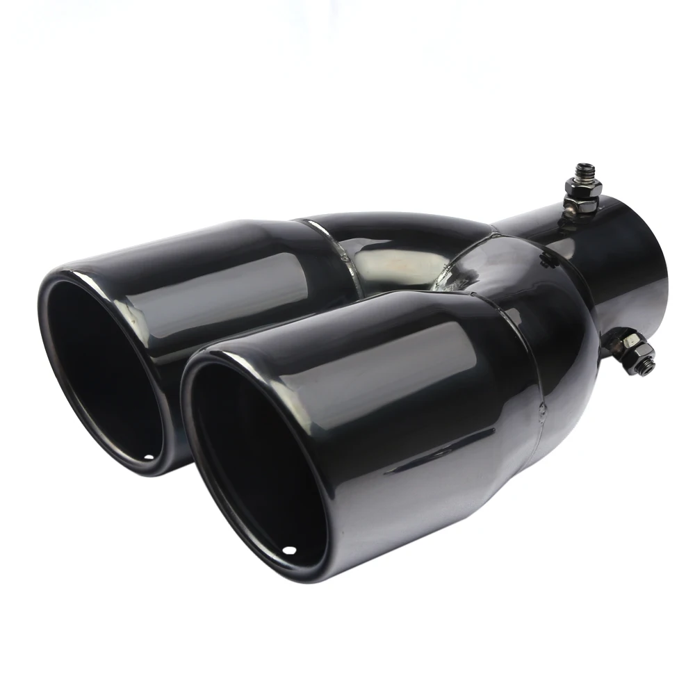 Universal 63mm Inlet 76mm Outlet Double Cylinder Stainless Steel Exhaust Muffler Tailpipe for Car Exhaust System Replacement - Image 7