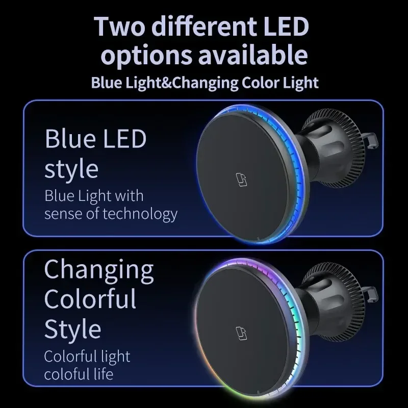 30W Magnetic Car Wireless Charger RGB For iPhone 12 13 14 15 Pro Max Macsafe Car Phone Holder Stand Mount Fast Charging Station - Image 2