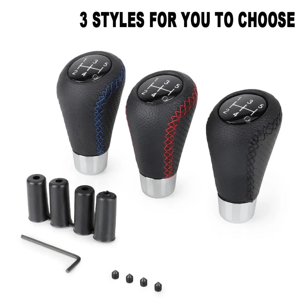 Universal 5 Speed Manual Leather Red Stitch Gear Shift Knob Car Gear Stick Shift Knob Lever Manual Transmission M8 M10 M11 M12 - Image 6