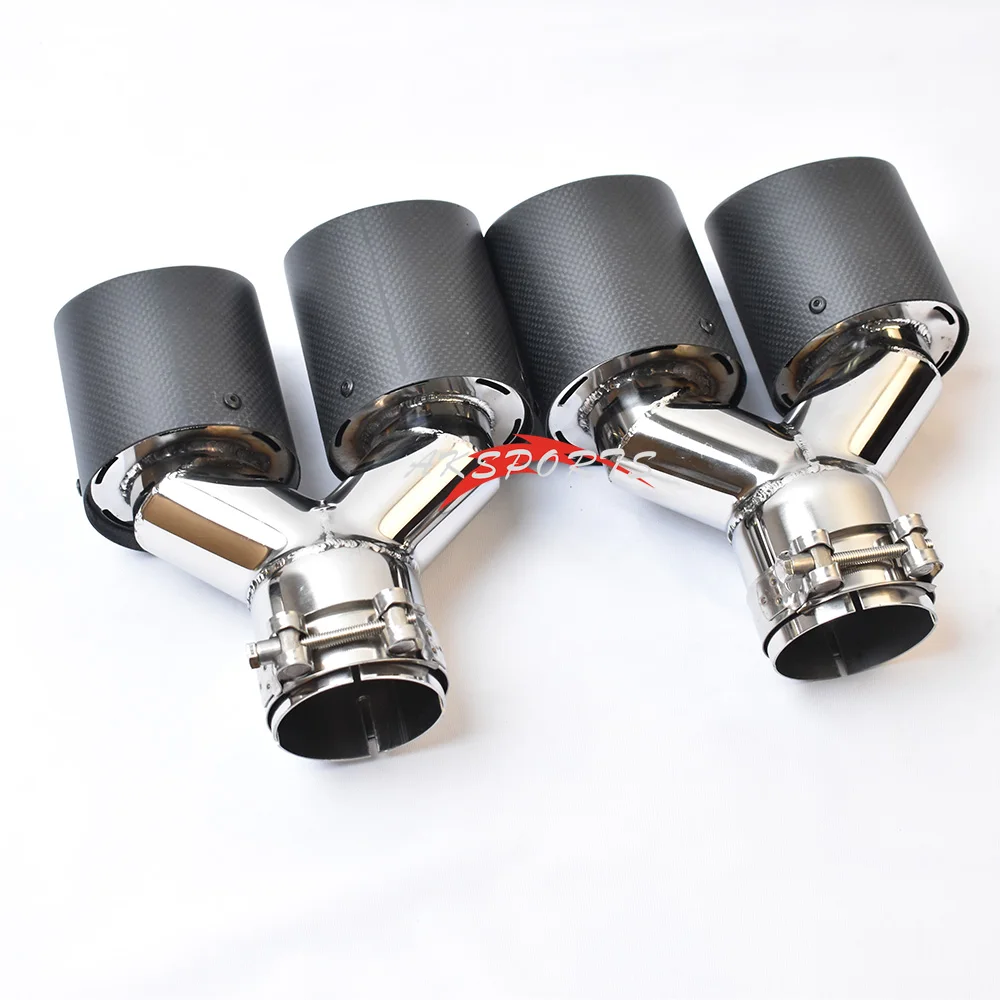 Universal Dual Curly Carbon Fiber Exhaust Tip Silver Steel Muffler Pipe With VREMUS for Car Customization - Image 4