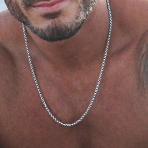 Round Box Chain for Men Boys,Gold Silver Black Plated Stainless Steel Chain Collars,Unisex Jewelry Gifts,18 to 30 Inch