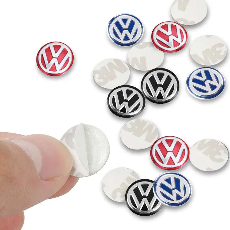 5/10Pcs 14mm Aluminium Metal Car Styling Remote Key Stickers For Volkswagen GTI R-Line R Polo Golf Passat Scirocco Jetta Tiguan - Image 5