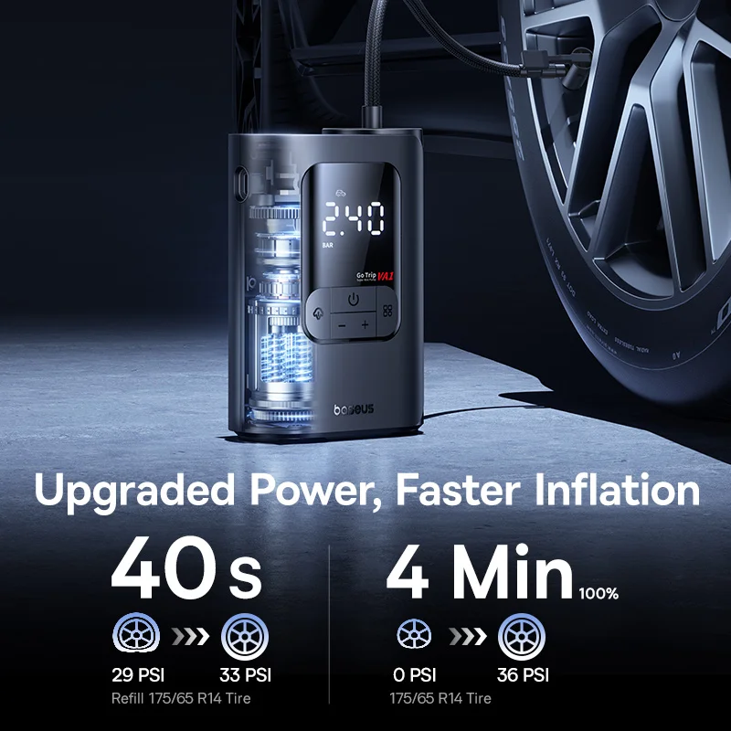 New Baseus GoTrip VA1 Pro/Max Car Air Pump 7500mAh Air Compressor Portable Tire Inflator for Motorcycle Bicycle Ball Car Pump - Image 2