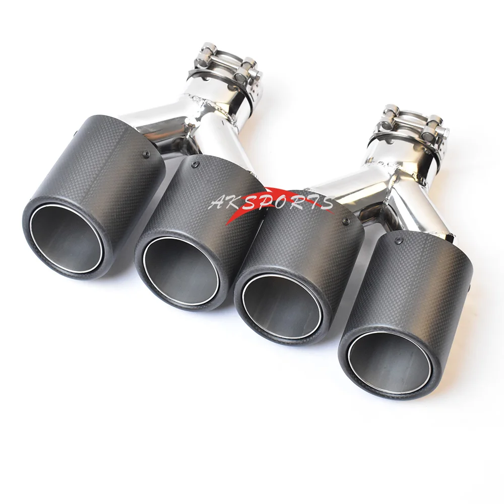 Universal Dual Curly Carbon Fiber Exhaust Tip Silver Steel Muffler Pipe With VREMUS for Car Customization - Image 5