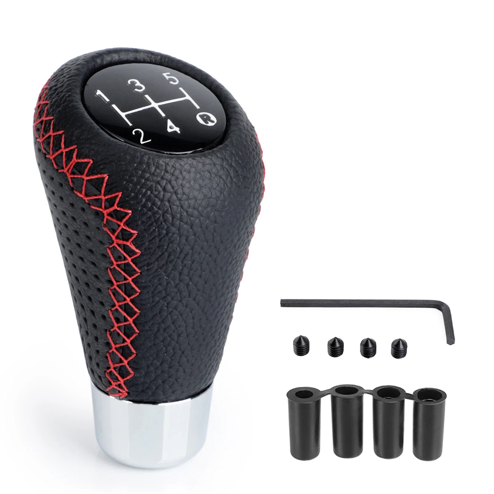 Universal 5 Speed Manual Leather Red Stitch Gear Shift Knob Car Gear Stick Shift Knob Lever Manual Transmission M8 M10 M11 M12 - Image 7