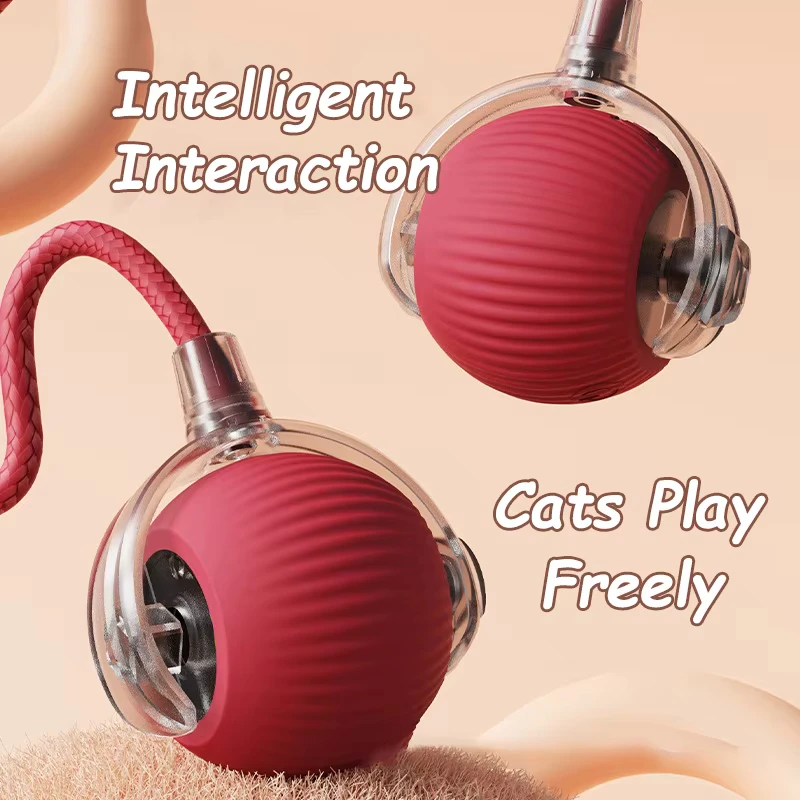 Cat Interactive Electric Toy Automatic Rolling Ball with Faux Tail - Rechargeable Smart Pet Training Toy for Dog & Cat to Imitat - Image 2