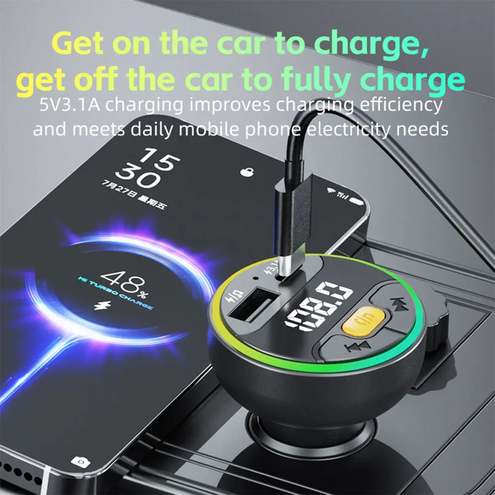 Car FM Transmitter Bluetooth 5.3 Handsfree Wireless Car Kit USB C Car Charger Auto Radio Fm Modulator Mp3 Player Adapter - Image 3