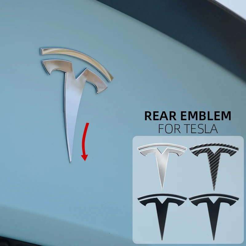 Tesla Car Front Emblem Rear Trunk Emblem Sticke for Model 3 Mode Y metal logo replacement rear and rear logos blackening - Image 6