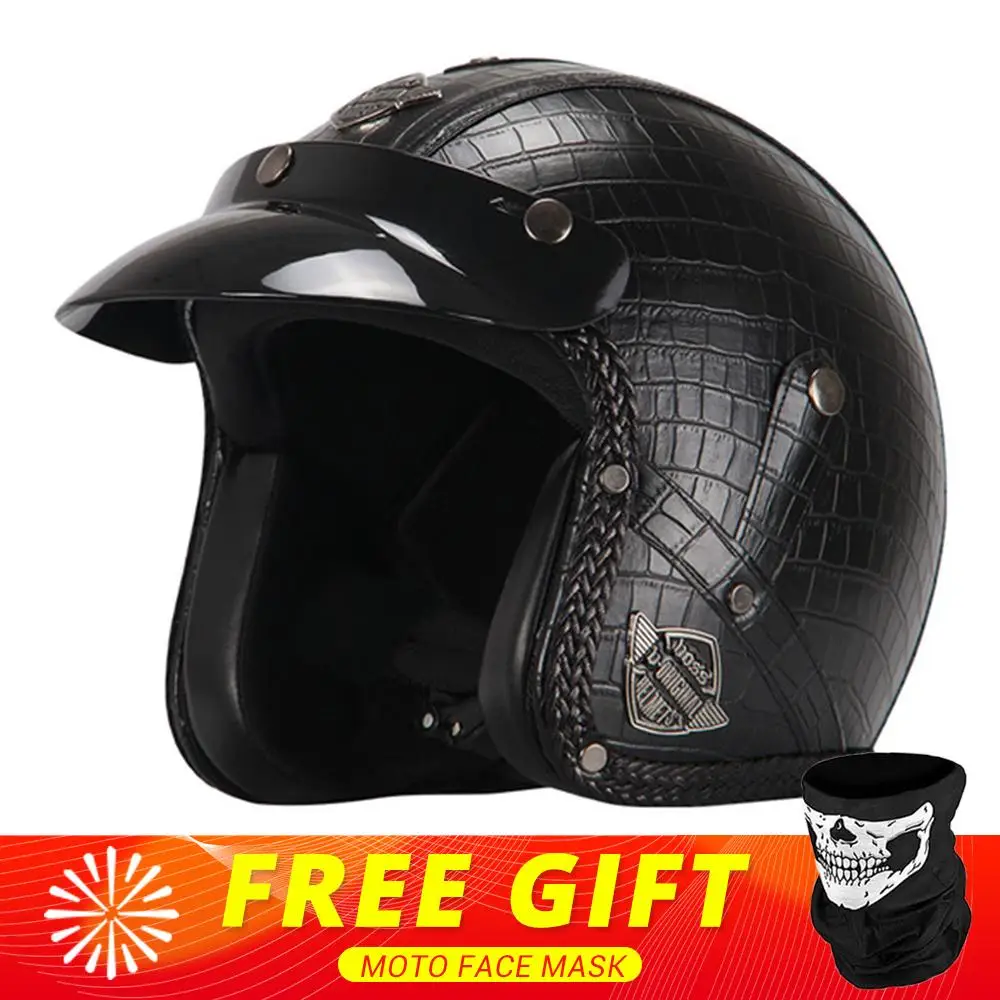 New Retro Vintage German Style Motorcycle Helmet 3/4 Open Face Helmet Scooter Chopper Cruiser Casco Moto Helmet Glasses Mask - Image 20