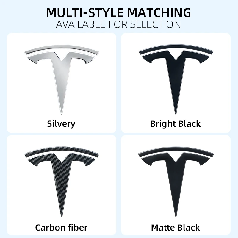 Tesla Car Front Emblem Rear Trunk Emblem Sticke for Model 3 Mode Y metal logo replacement rear and rear logos blackening - Image 5