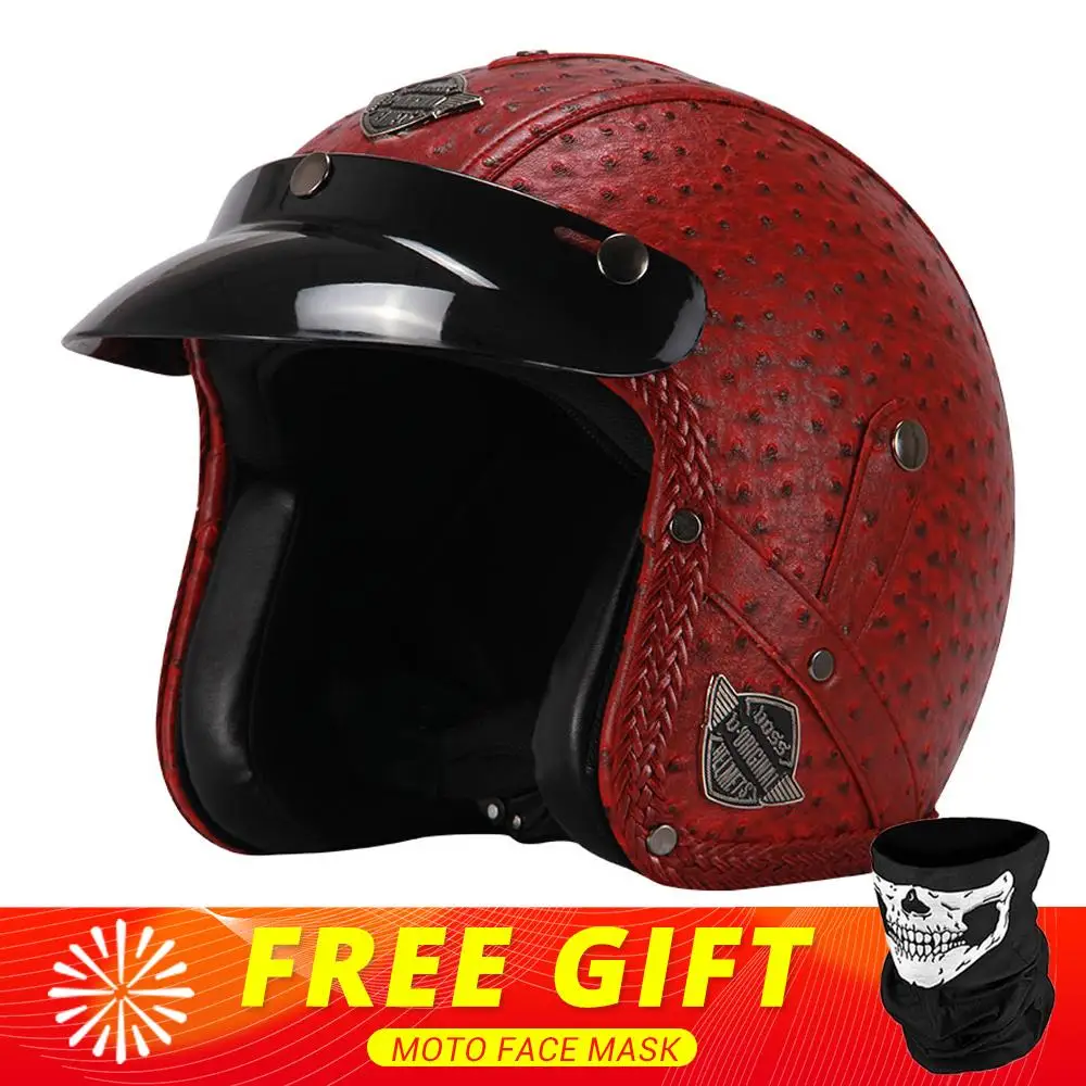 New Retro Vintage German Style Motorcycle Helmet 3/4 Open Face Helmet Scooter Chopper Cruiser Casco Moto Helmet Glasses Mask - Image 16