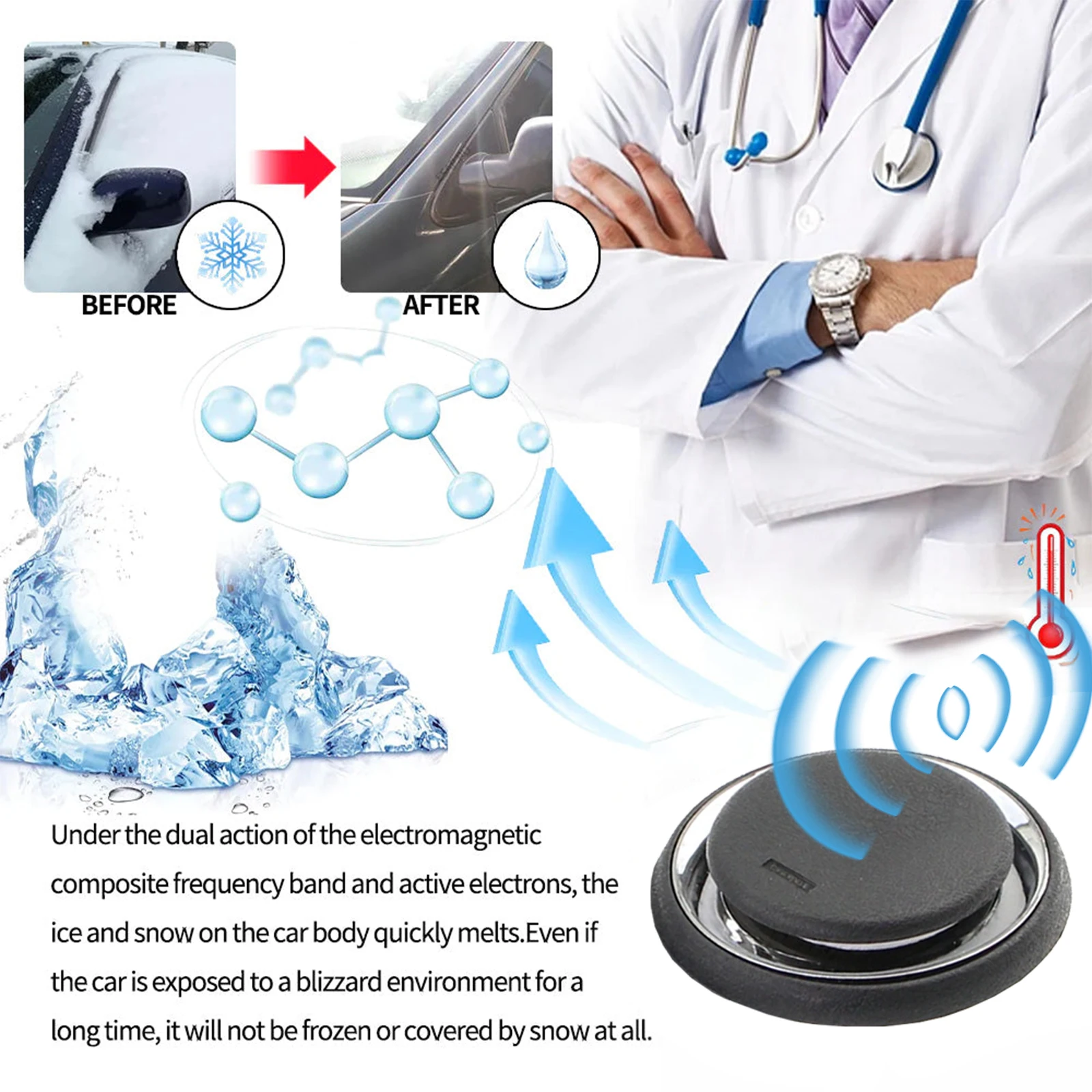 Advanced Electromagnetic Car De-Icer Portable Molecular Oscillation Ice Remover Tool for Windshield Instant Defroster & Demister - Image 3
