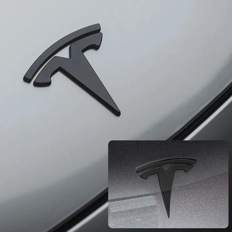 Tesla Car Front Emblem Rear Trunk Emblem Sticke for Model 3 Mode Y metal logo replacement rear and rear logos blackening - Image 3