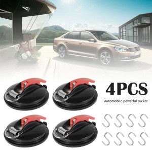 1-4PCS Multifunctional Heavy Duty Suction Cup Device Tie Tensioner Down Luggage Tarps Tents Camping Car Van with Securing Hook