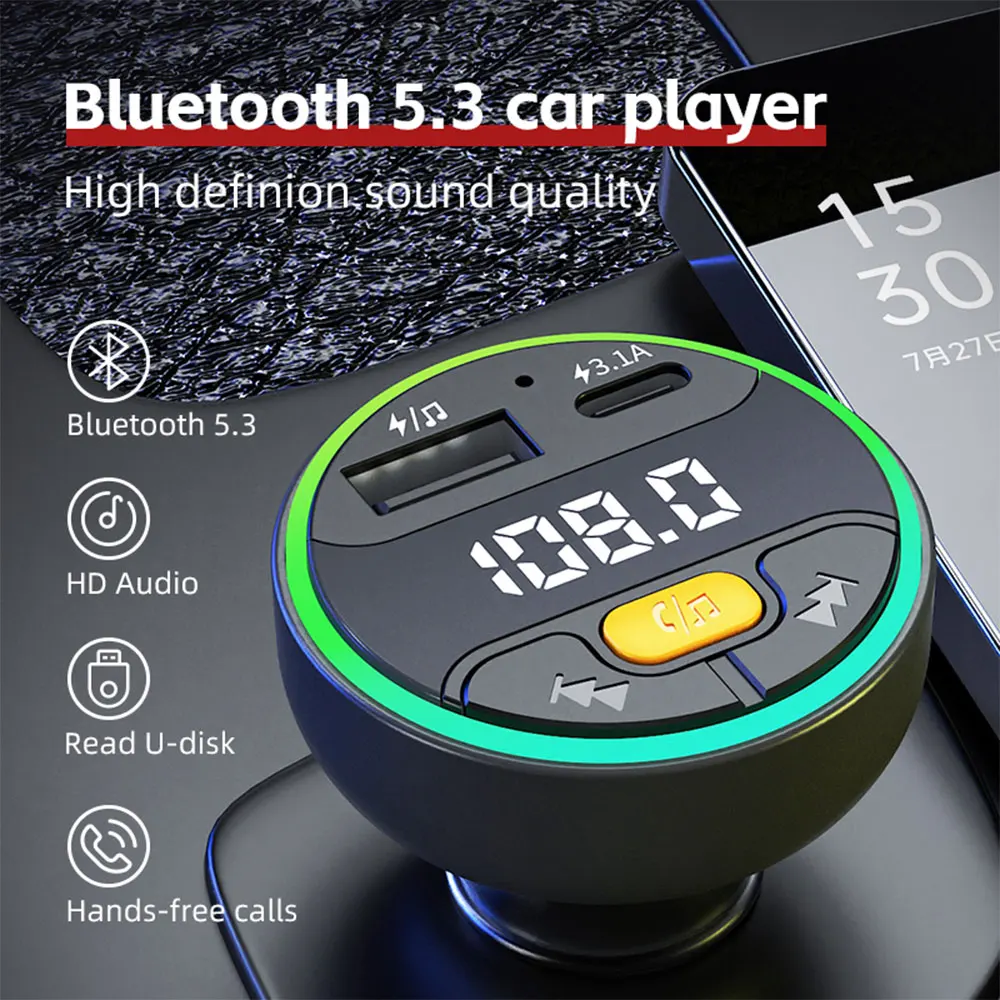 Car FM Transmitter Bluetooth 5.3 Handsfree Wireless Car Kit USB C Car Charger Auto Radio Fm Modulator Mp3 Player Adapter - Image 2
