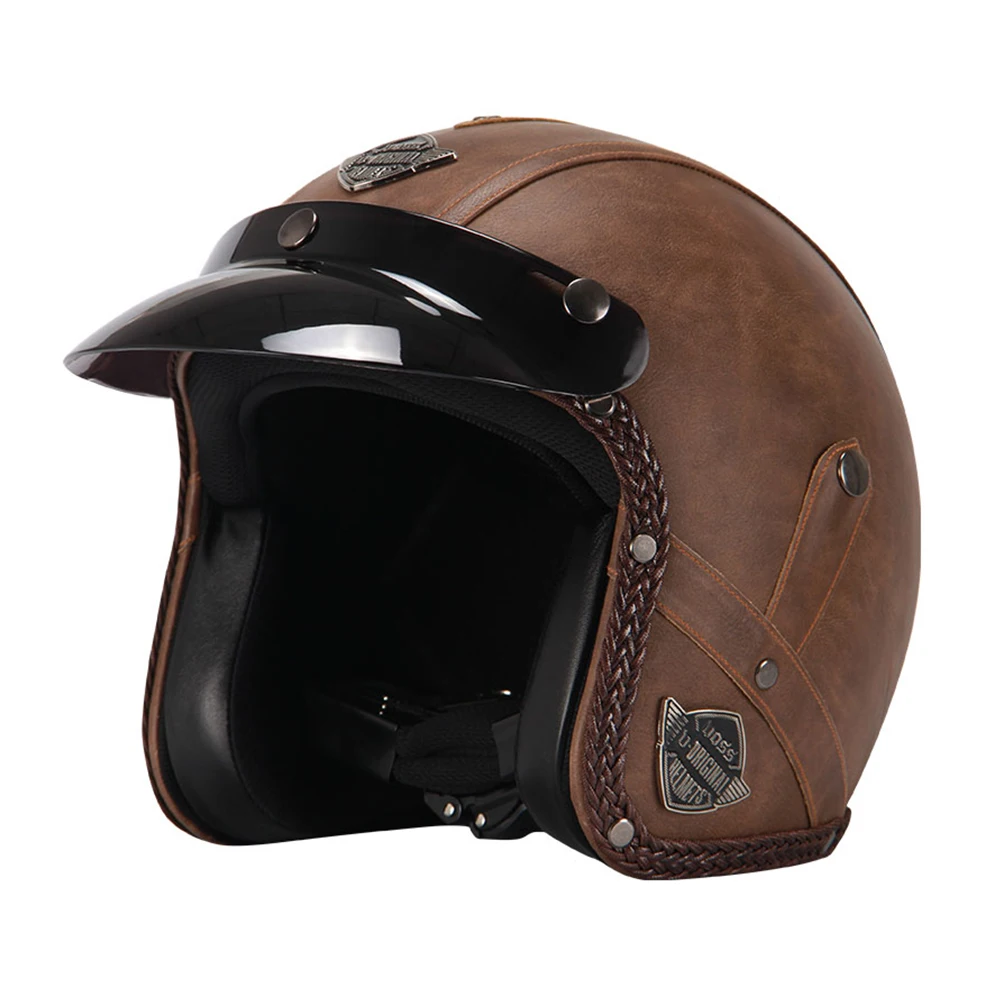 New Retro Vintage German Style Motorcycle Helmet 3/4 Open Face Helmet Scooter Chopper Cruiser Casco Moto Helmet Glasses Mask - Image 3