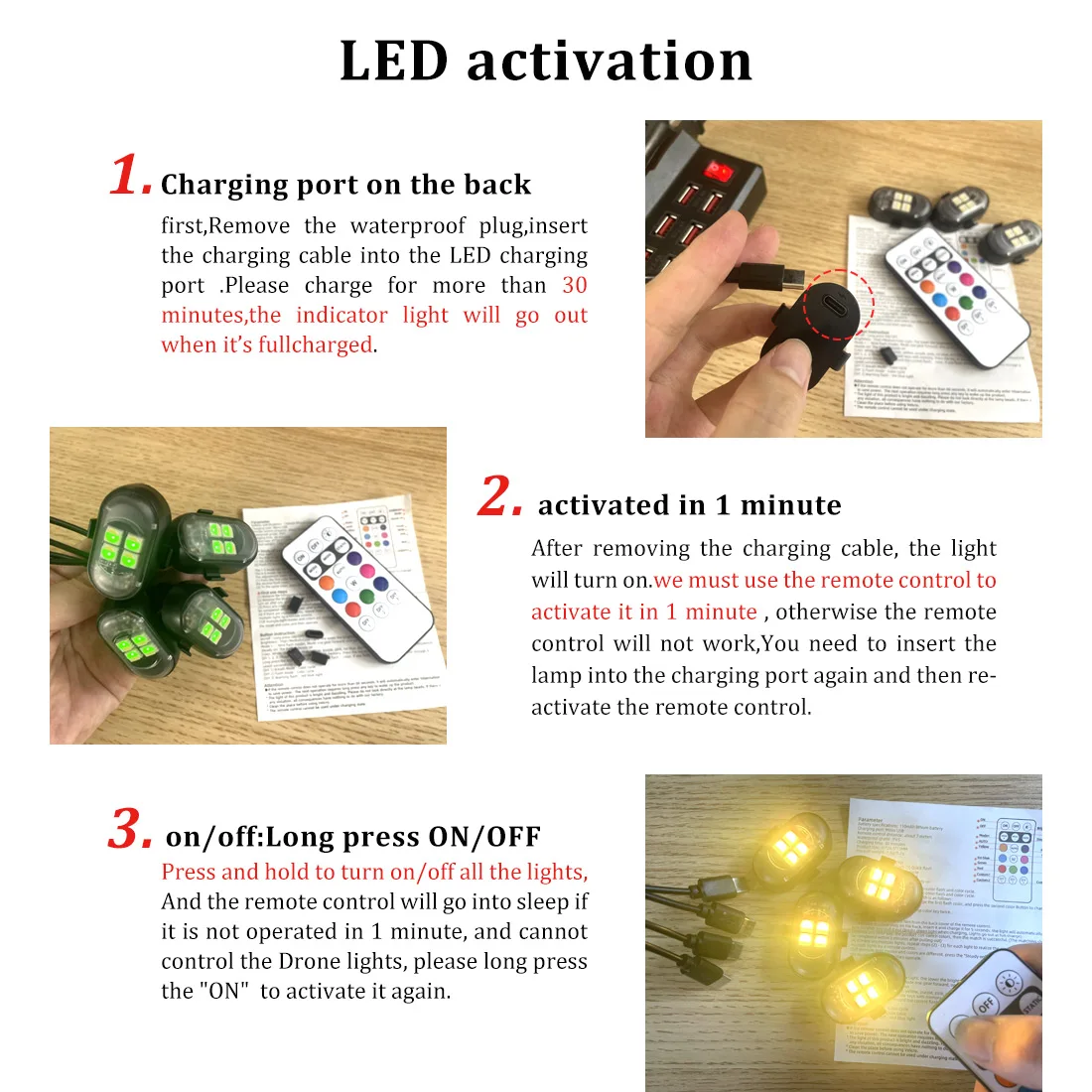 Upgrade RGB Car Atmosphere Lights, Larger Battery & Brighter, Type-C Charging Cable, Wireless Remote Multi-Mode for Car Motorcyc - Image 2