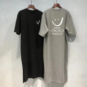 Women’s Summer New Short Sleeved T-shirt Dress Loose Mid Length Over Knee Dress