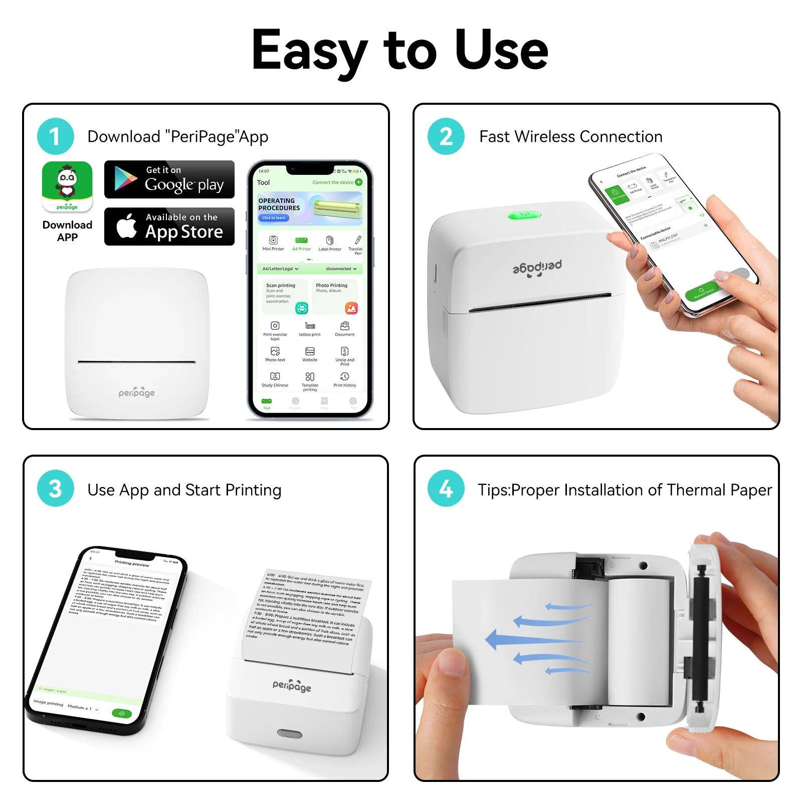 PeriPage Mini Printer, Small Photo Printer for Study Photos Notes,Thermal Sticker Printers Compatible with IOS/Android - Image 6