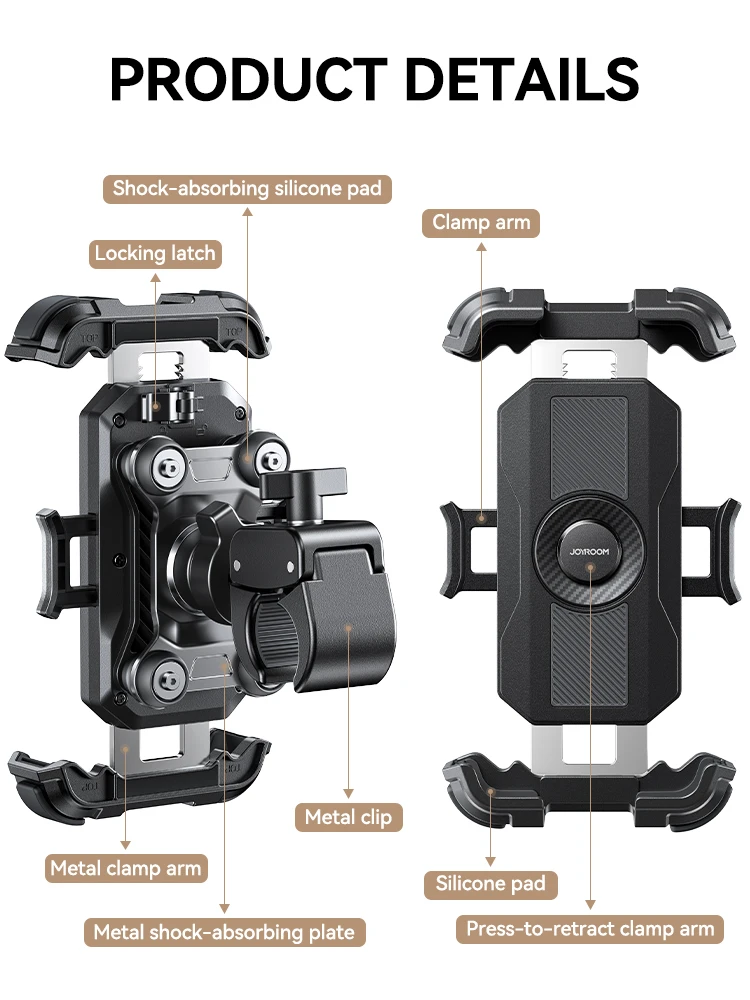 Joyroom Motorcycle Phone Mount Anti Vibration Phone Holder for Motorcycle Handlebar Bike Phone Mount for iPhone for 4.7-7”Phone - Image 8
