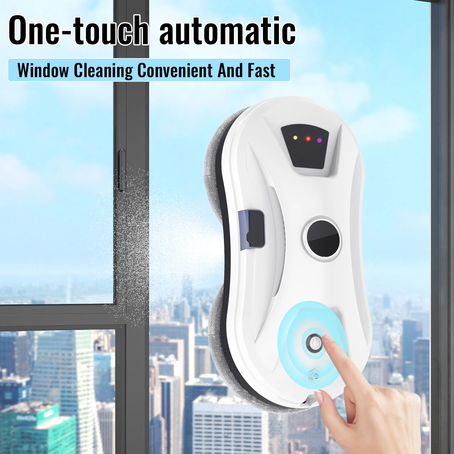 Smart Window Cleaning Robot 5600Pa Auto Spray Anti-Fall Smart Z-Path Safety Rope & Dual Spiral For Glass Tile & Wooden Surfaces