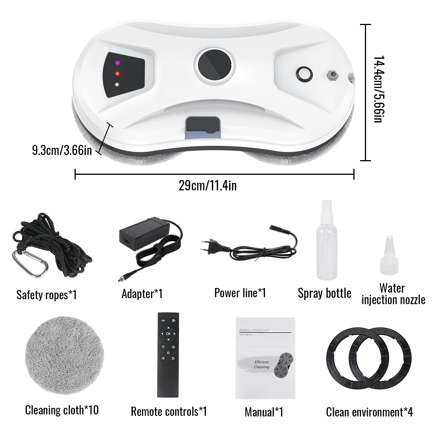 Smart Window Cleaning Robot 5600Pa Auto Spray Anti-Fall Smart Z-Path Safety Rope & Dual Spiral For Glass Tile & Wooden Surfaces - Image 2