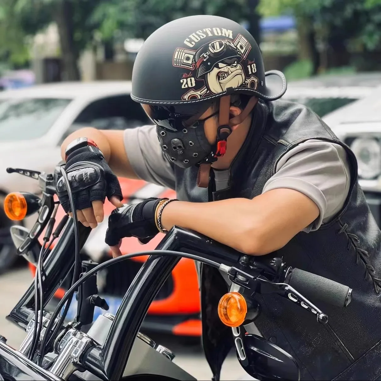 Retro Helmet Cocked Tail Motorcycle Helmet for Men and Women Four Seasons Prince Cruise Helmet Riding Personality Half Helmet. - Image 6